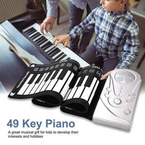 49键带喇叭手卷钢琴便携折叠电子琴能卷起来的钢琴儿童初学练习琴