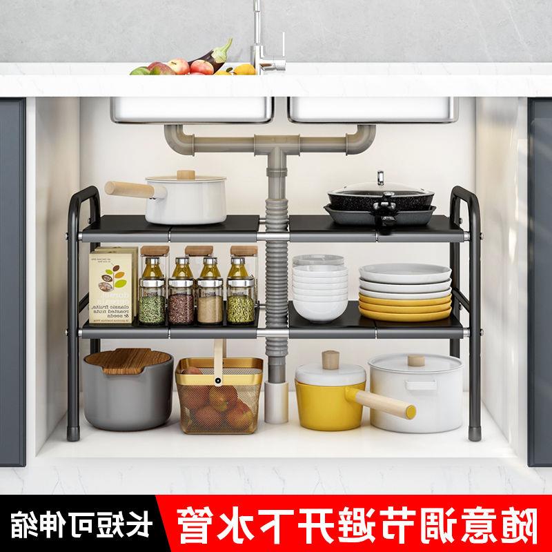 韩国爆款厨房可伸缩下水槽置物架橱柜分层架储物架多功能锅架收纳