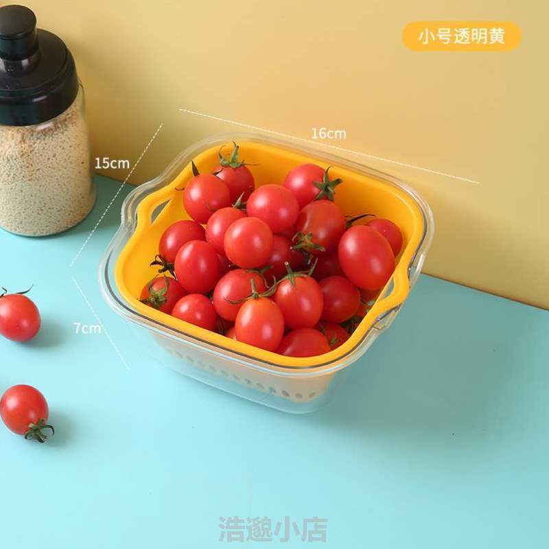 盆滤水菜&洗果盘菜篮子淘篮水槽篓水果洗菜厨房家用沥水八件双层