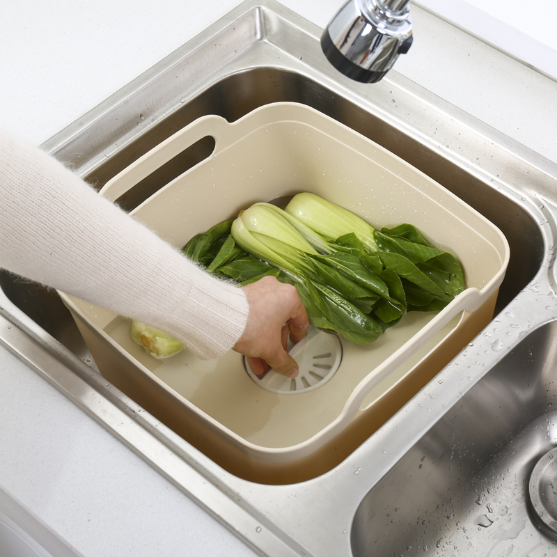多功能洗菜沥水篮果蔬玩具收纳盆可以移动水槽厨房家用大号塑料盆