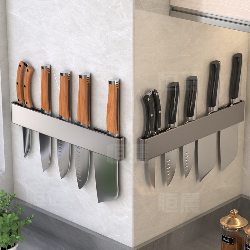 厨房置物架刀架磁铁不锈钢磁吸壁挂式简约刀座收纳放菜刀插刀架子