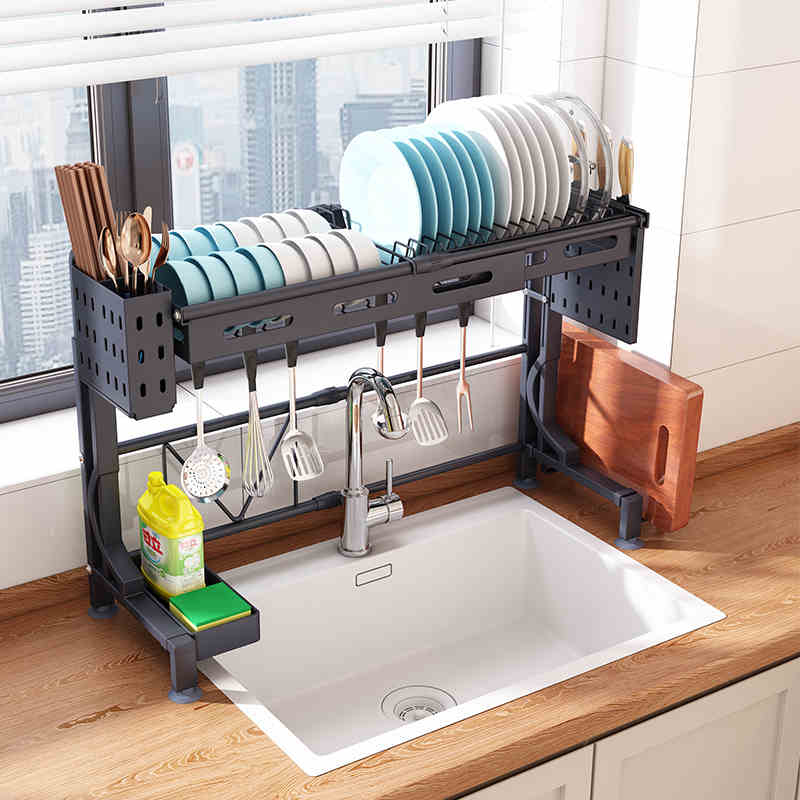 304不锈钢厨房单水槽置物架小尺寸沥水碗架洗碗池上碗碟收纳架子