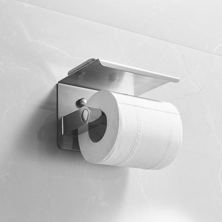 304不锈钢纸巾架浴室手机置物卷纸架卫生间黑色多功能加厚厕纸架