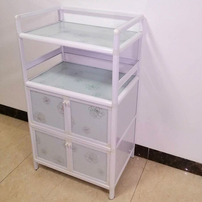 铝合金橱柜简易储物柜带门家用经济型碗柜餐边柜不锈钢厨房置物柜