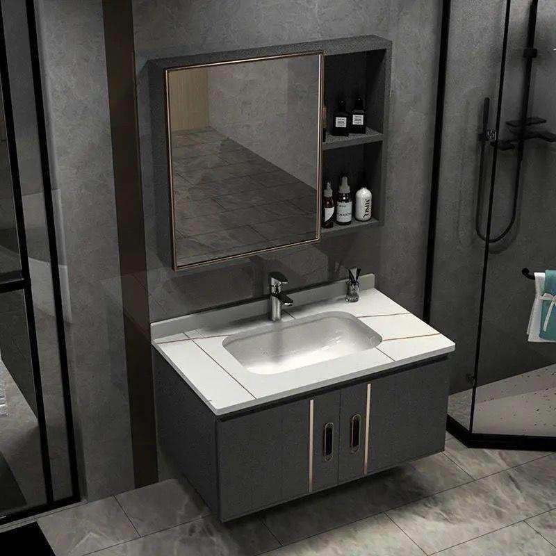 新款一体岩板台盆北欧浴室柜组合卫生间洗手洗脸盆洗漱台池面盆小
