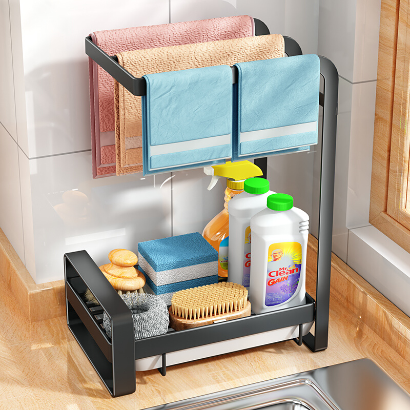 抹布架厨房水槽置物架水龙头洗碗布海绵台面专用沥水架毛巾收纳架