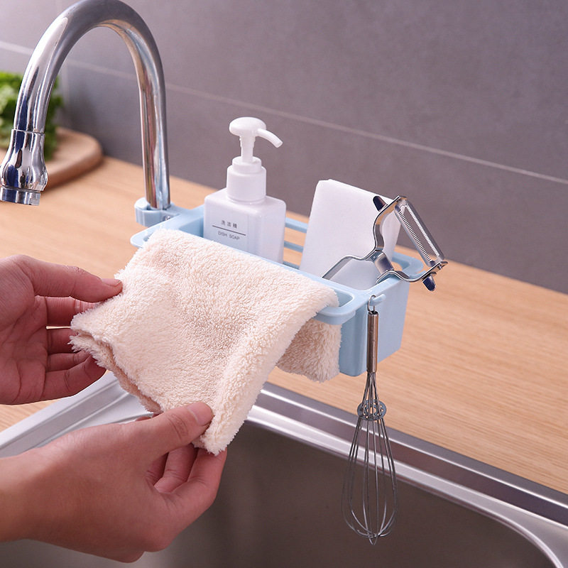 厨房浴室水龙头多功能沥水置物架肥皂盒抹布组合沥水架晾毛巾架