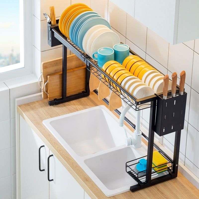 厨房水槽置物架可伸缩多功能沥水碗架台面碗碟收纳架洗碗池沥水架