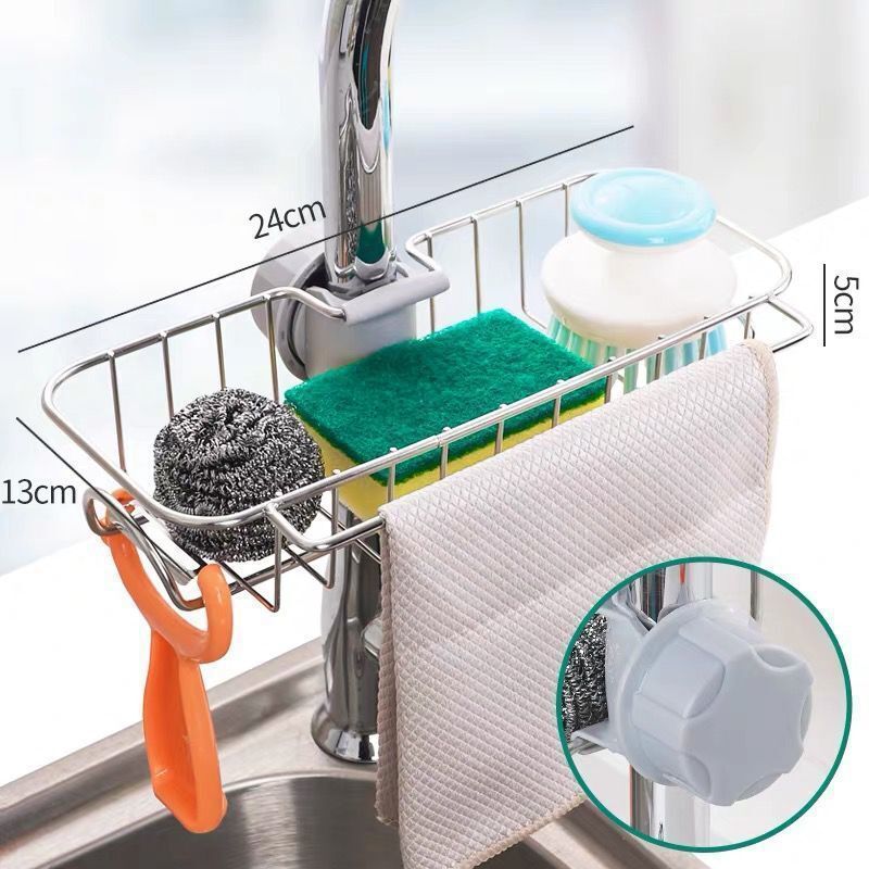厨房用品网篮水龙头置物架不锈钢厨房置物架多功能沥水收纳神器