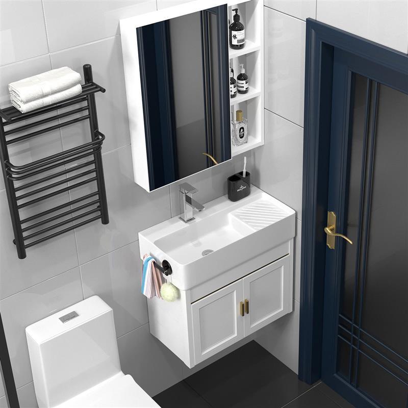 小户型太空铝浴室柜洗面池卫生间挂墙式超窄迷你洗手盆柜组合30cm