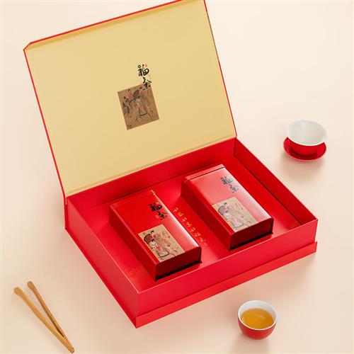 盒装空盒普洱茶一斤装好福气红色茶盒茶叶包装盒空礼盒好福气合(
