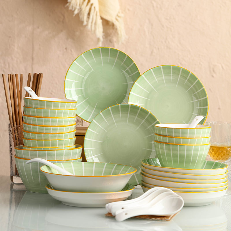 碗碟套装家庭用陶瓷10人餐具新款乔迁搬新家碗筷盘子鱼盘组合餐具