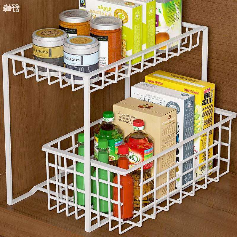 厨房下水槽置物架橱柜抽屉式分层架可抽拉调料品家用收纳储物柜子