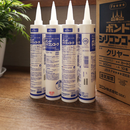 日本进口玻璃胶防水防霉厨卫家用中性白色透明环保小西硅胶胶水