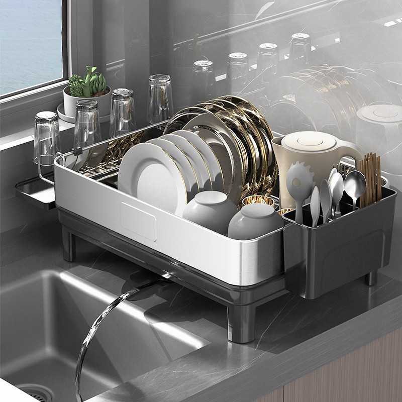 304不锈钢厨房碗碟收纳架碗盘水槽沥水架家用轻奢放碗汲水置物架
