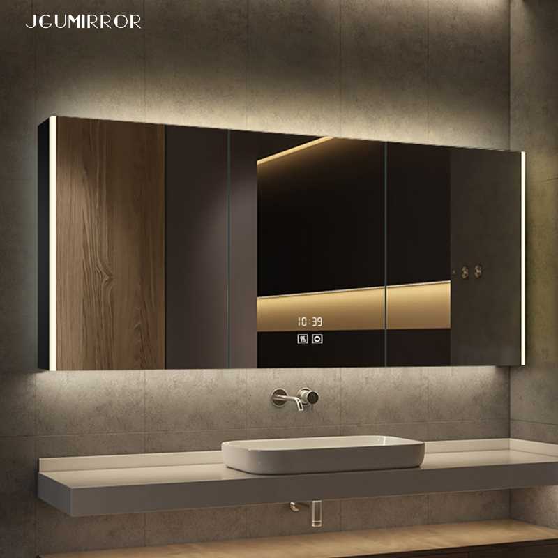 简约浴室镜柜单独智能卫生间镜子柜挂墙式太空铝洗漱卫浴镜箱定制