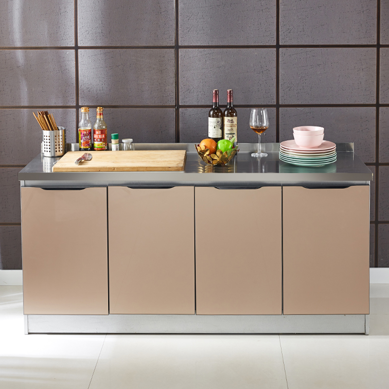 简易组装不锈钢厨房橱柜 家用水槽柜经济型灶台柜储物柜 整体厨柜