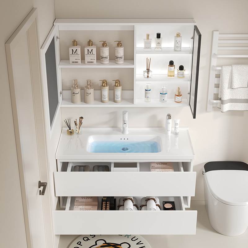 现代简约小户型浴室柜一体盆陶瓷洗手洗面脸盆柜组合卫生间洗漱台
