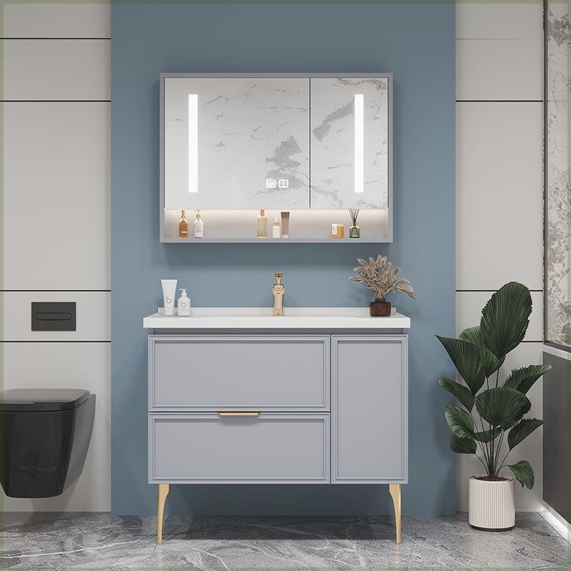 新款欧式智能烤漆浴室柜组合橡木一体陶瓷盆落地卫浴柜洗脸盆加工