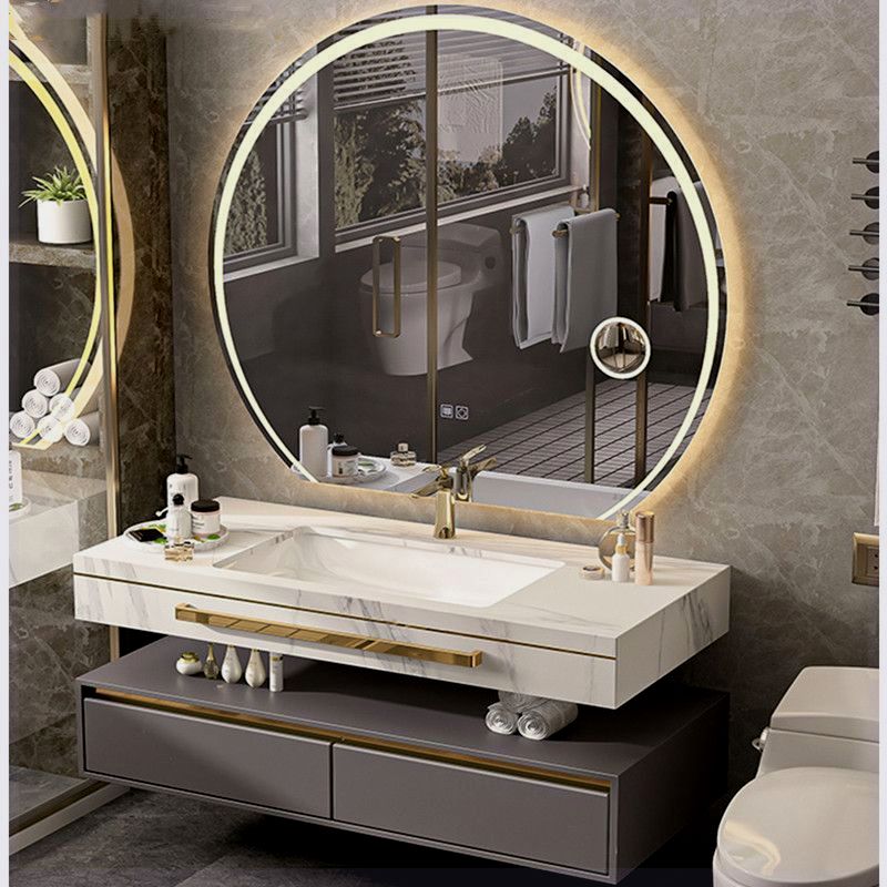 2022新款轻奢浴室柜组合岩板一体洗漱台套装卫生间洗手台洗脸盆柜
