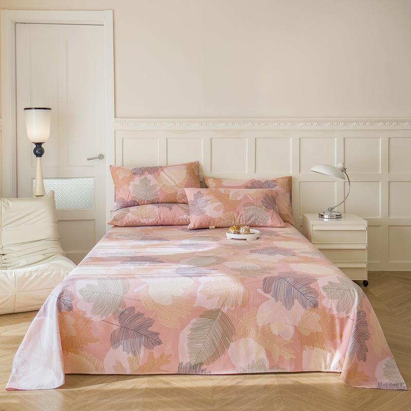 粉色床单三件套夏天纯棉加厚款防滑高端老粗布被单一米二老式全棉