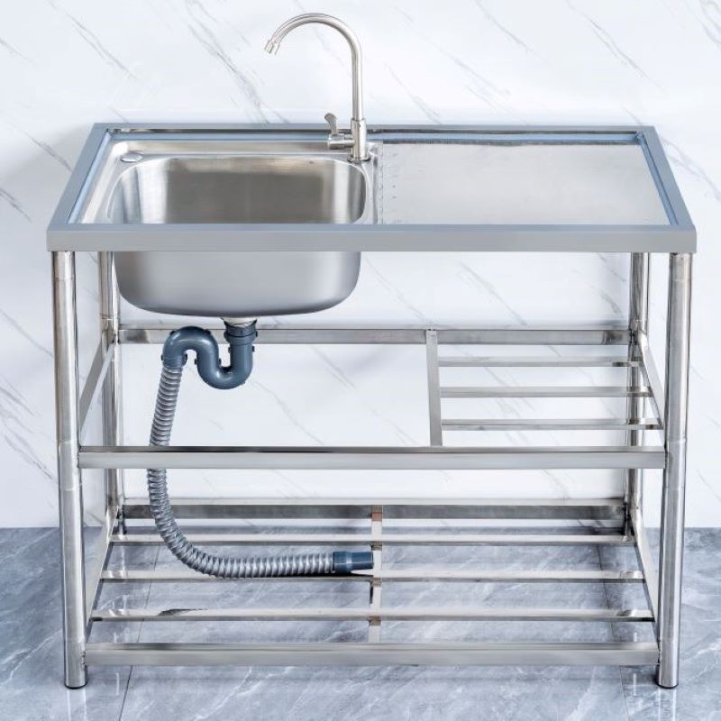 一体式台面不锈钢水槽简易洗碗槽洗菜盆支架带单厨房家用工作台池