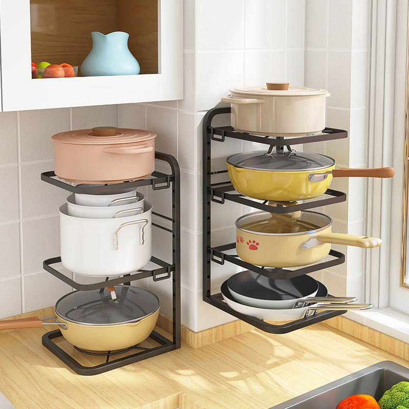 厨房可调节多层锅架子置物架家用免打孔下水槽锅具收纳架备菜架
