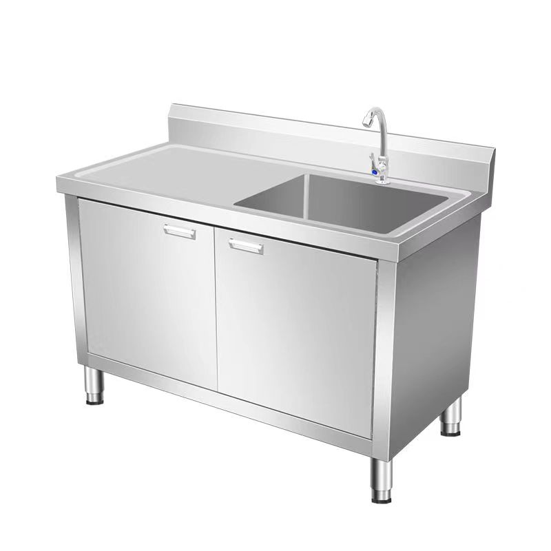 304厨房不锈钢水槽柜落地一体洗菜盆洗碗池整体橱柜带平台操作台