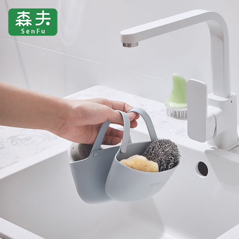 厨房水槽沥水篮置物架龙头挂袋硅胶收纳袋海绵洗碗擦双层挂篮日本