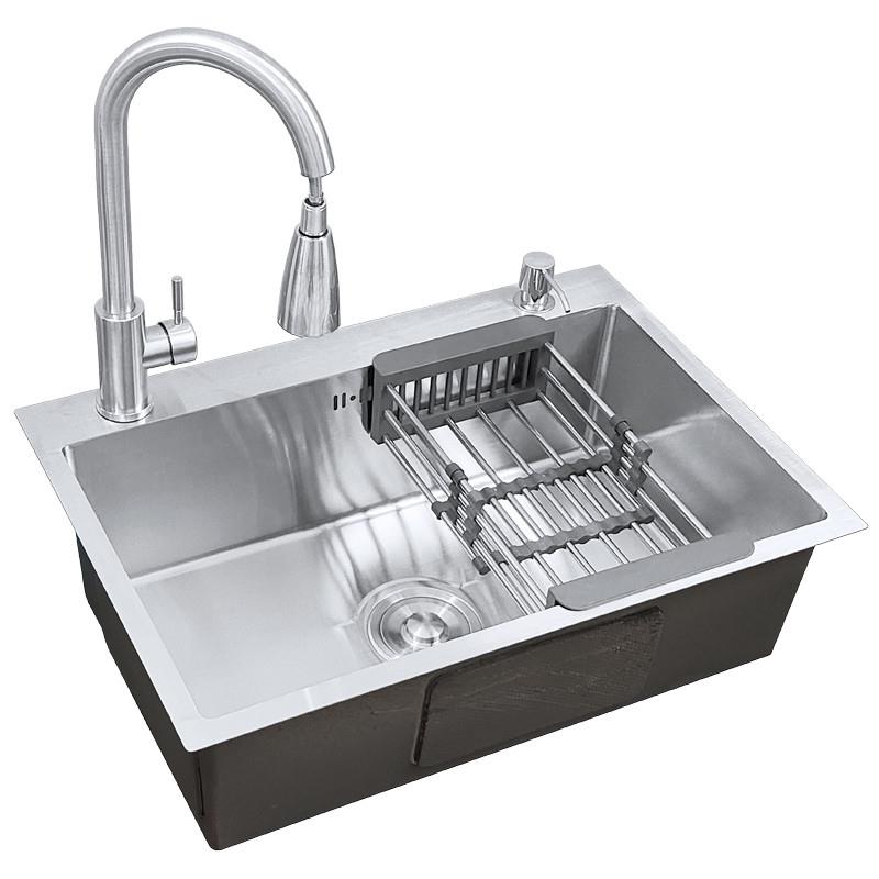 厨房水槽大单槽304不锈钢W洗菜盆家用洗碗槽加厚洗碗池套餐洗菜池