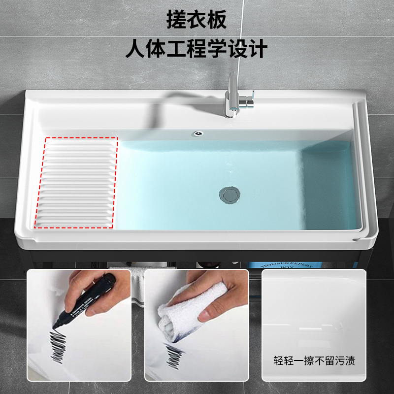 不锈钢阳台落地式洗手盆支架卫生间陶瓷洗脸盆柜组合一体盆洗衣盆