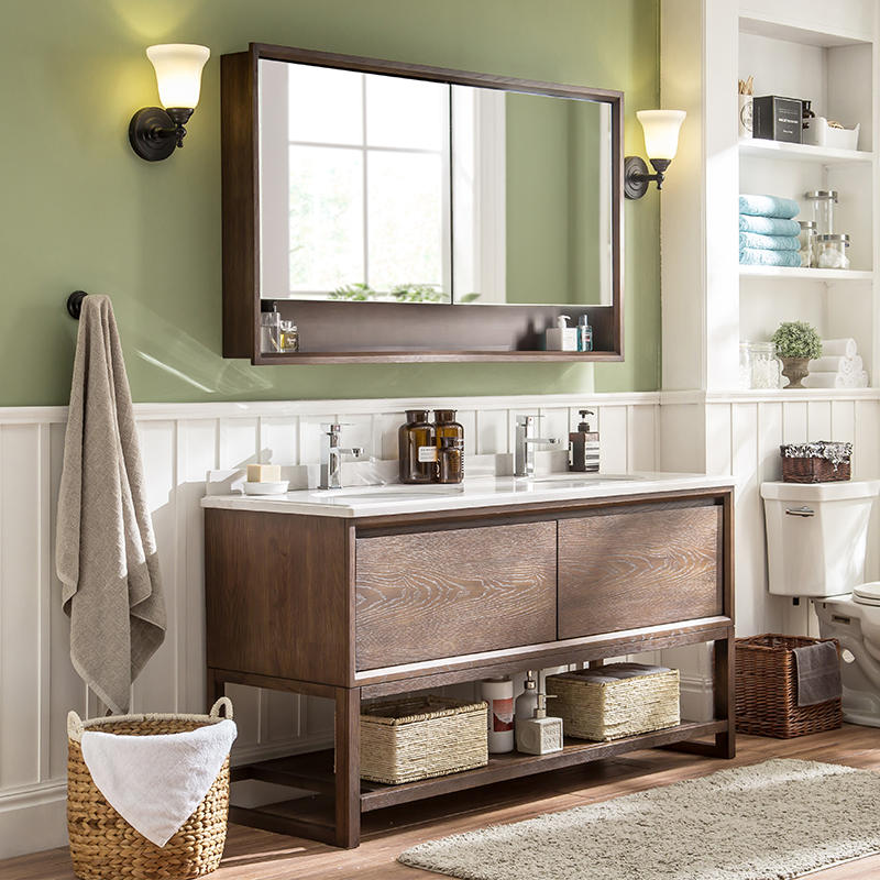美式浴室柜组合北欧实木落地式洗漱台洗手盆面池洗脸盆洗手台盆柜