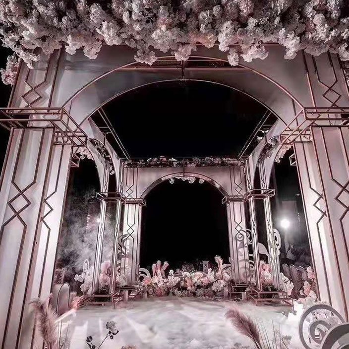背景出场系婚庆森新婚礼装饰橱窗贴膜区道具舞台拱门艺装饰铁拱门