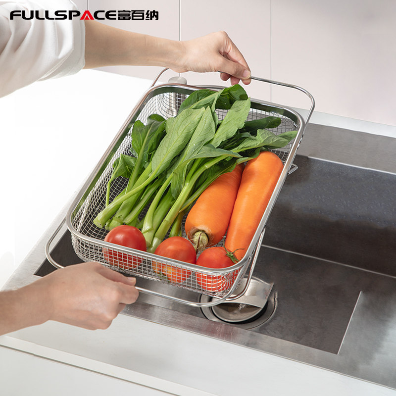 富百纳304不锈钢沥水篮水槽水池洗碗备菜伸缩滤沥水架
