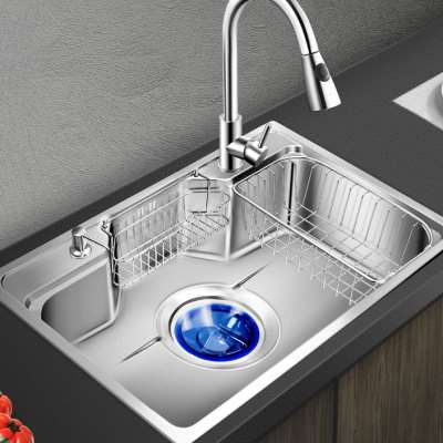 新款日式304不锈钢水槽大单槽多功能韩式洗菜盆厨房洗碗槽盆中盆