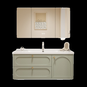 法式奶油风橡木浴室柜组合陶瓷一体盆洗漱台化妆室洗手池洗脸盆柜