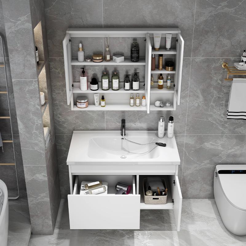 卫生间浴室柜组合陶瓷一体洗漱台小户型60cm灰色实木50洗手洗脸盆