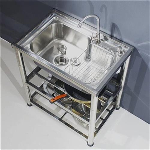 。厨房水槽 304不锈钢大单槽单盆阳台家用M加大加厚一体洗菜盆带