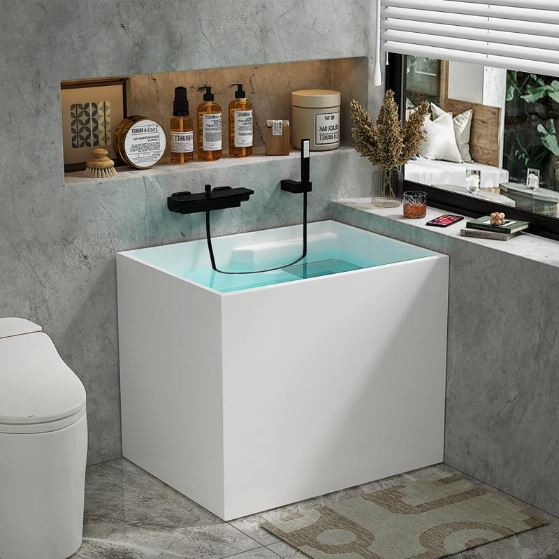 深泡小户型小型浴缸坐式亚克力独立一体可移动迷你小浴缸