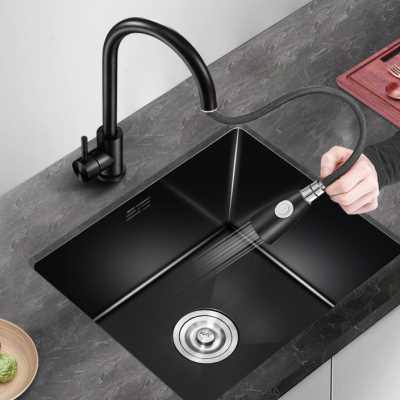 黑色不锈钢吧台水槽单槽小尺寸厨房洗菜盆岛台手工槽洗碗槽台下盆