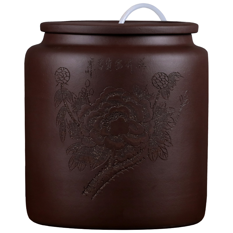紫砂水缸储水罐带龙头陶瓷过滤储水缸大小号抽水家用茶水桶