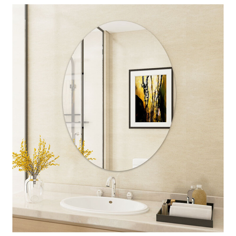 简约圆形卫生间镜子壁挂式浴室镜椭圆洗手间贴墙化妆镜挂墙卫浴镜