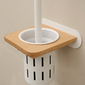 原木风白色马桶刷无死角洗厕所神器刷子壁挂家用免打孔卫生间