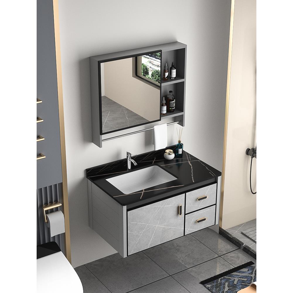 2024新款浴室柜高级日式小洗手盆太空铝合金洗脸池盆柜组合卫生间