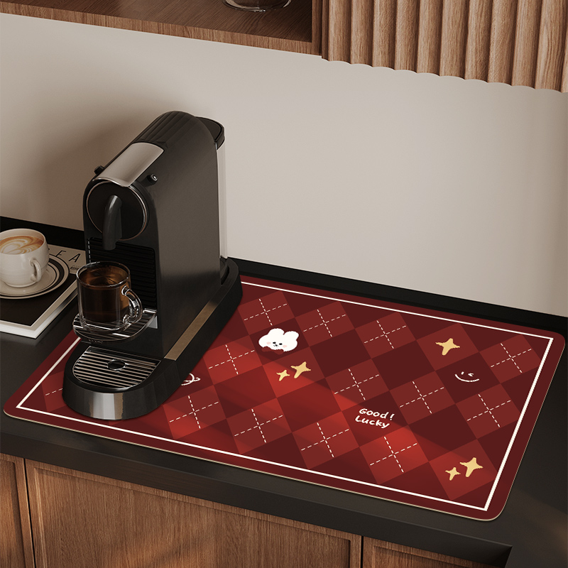 新品科技皮厨房台面沥水垫洗碗池控水垫咖啡机减震静音垫子桌面防