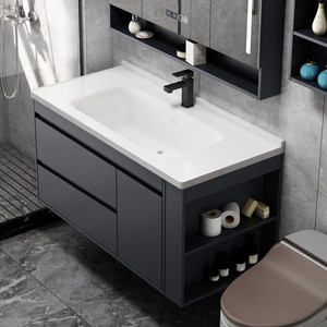 浴室柜现代简约陶瓷一体洗手台卫生间洗脸池洗漱台组合小户型卫浴