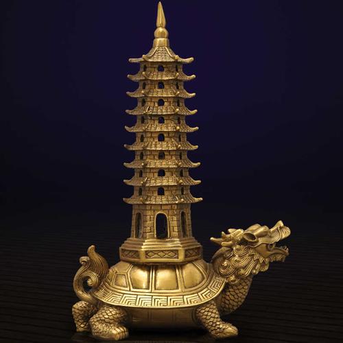 黄铜龟塔龟葫芦摆件龙龟文昌塔九层龙头龟葫芦家居客厅装饰工艺品