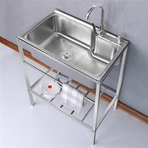 厨房不锈钢水槽带支架洗菜盆洗涤槽洗碗池单槽大单盆洗手盆带架子