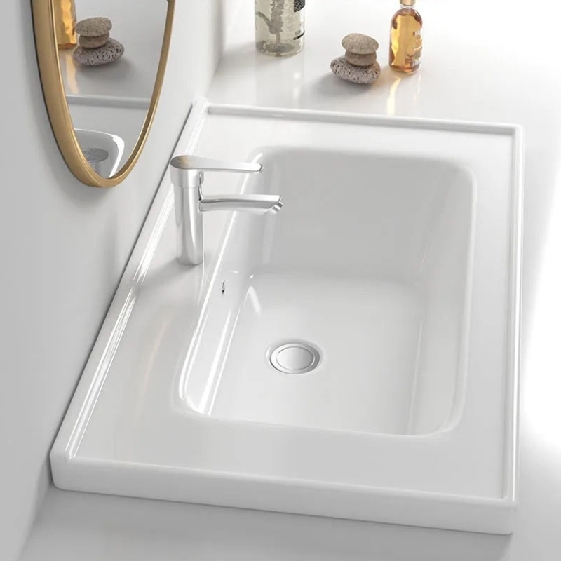 面盆浴室柜洗手盆半嵌入式卫生间洗脸盆陶瓷一体式台盆面单盆