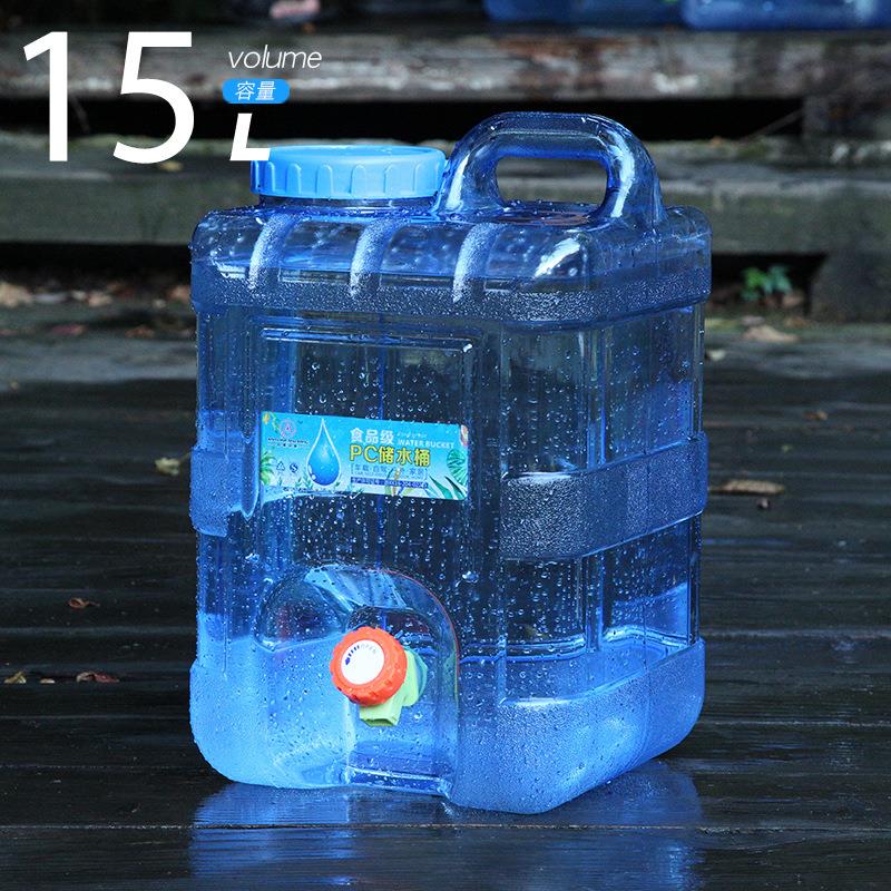 15升L户外PC方形桶 带龙头车载自驾游家用带盖塑料储水桶纯净水桶